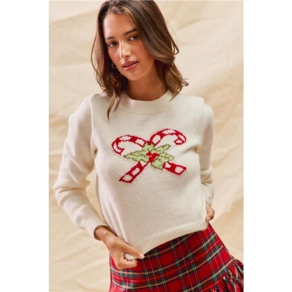SO ME Christmas Candy Cone‎ Cropped Sweater - Picture 5 of 11